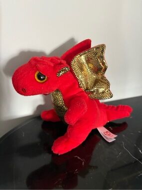 Beanie baby red & gold dragon plush toy new